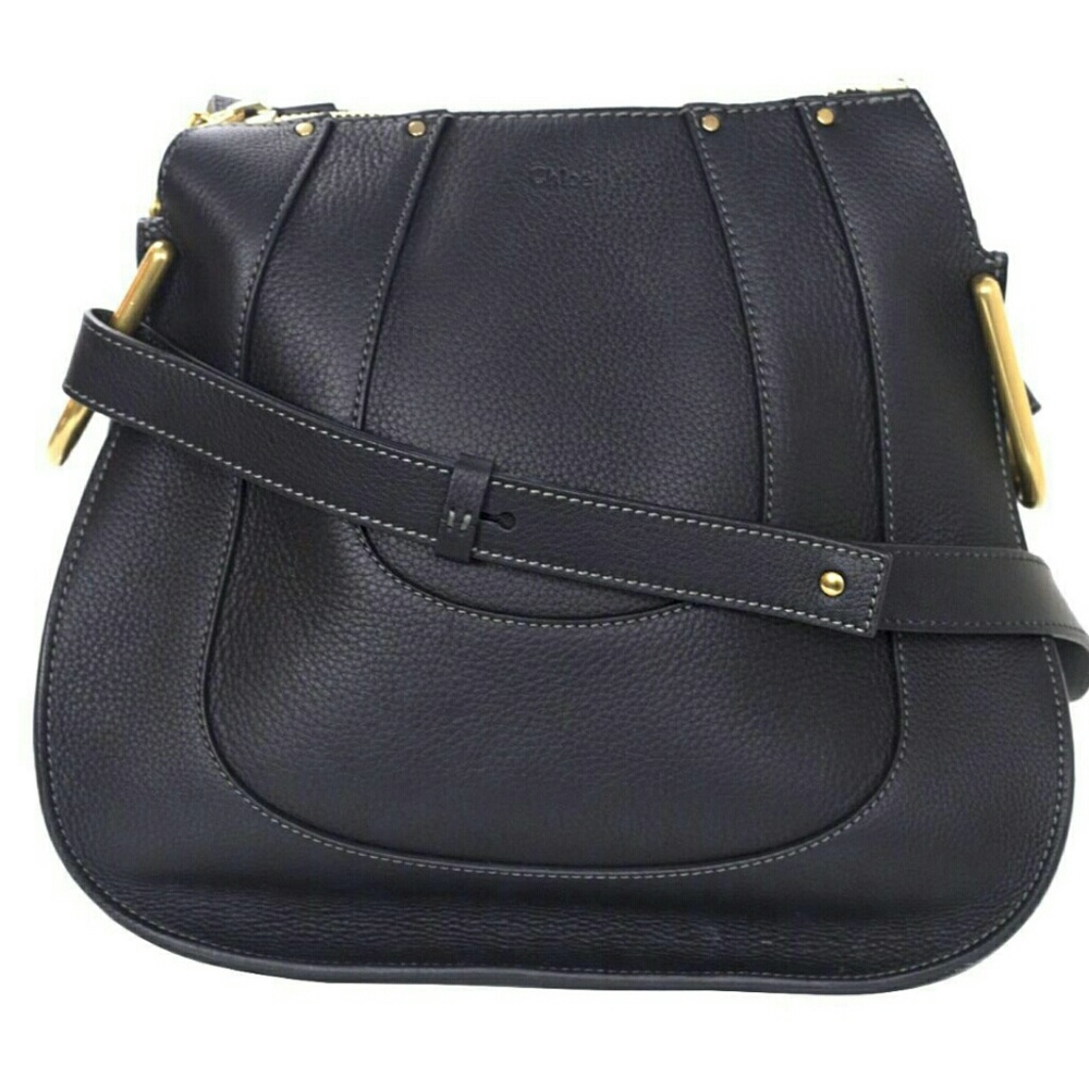Chloe  Black Leather "Hayley" Shoulder Bag